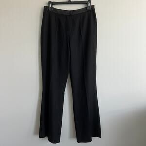 Escada New Wool Dress Pants Black Formal Silk Trim 8